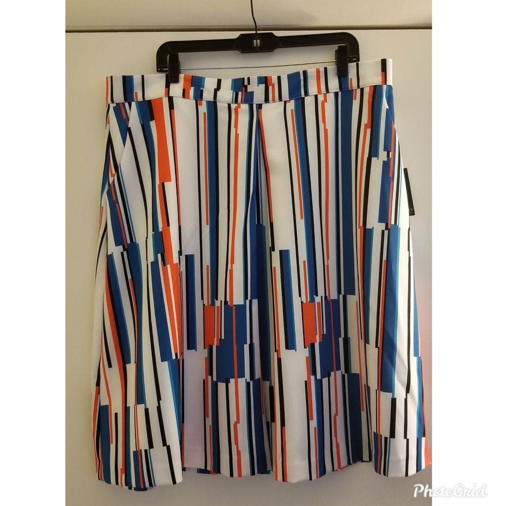 Eloquii Kick pleat striped skirt w/pockets Sz.18
